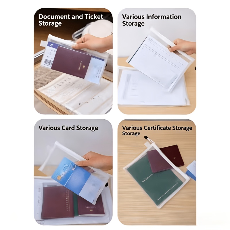 6Pack White Zipper Travel Document Organizer Bags