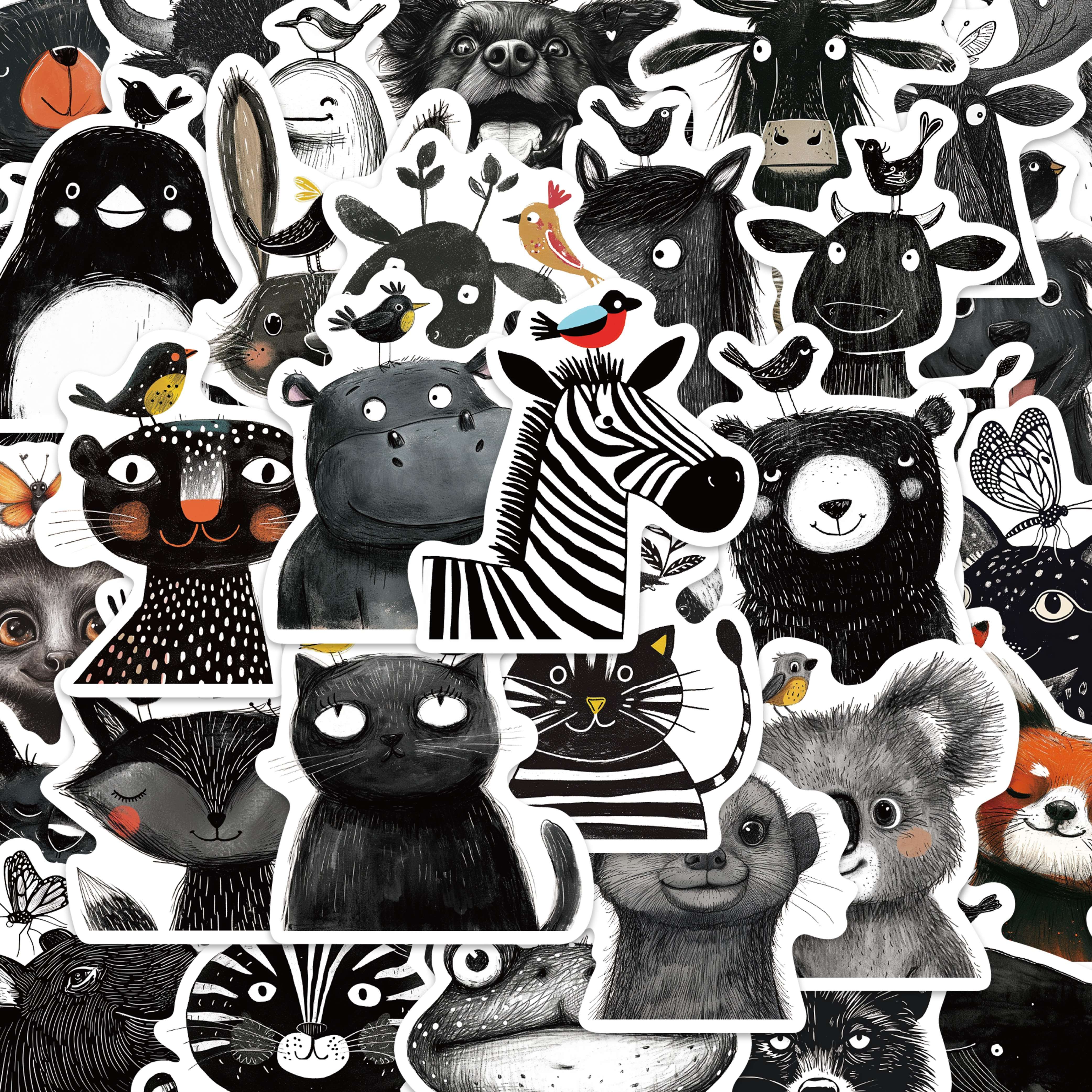 50pcs Minimalist Animal Stickers - Cute Cartoon Designs For Fridge, Tablet, Journal & Home Decor - Self-adhesive Pvc Stickers By Ywwbld
