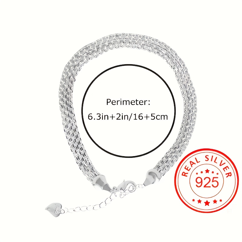 2pcs S925 Pure Silvery Unisex Mesh Chain Bracelets