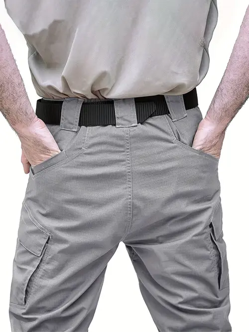 mens outdoor hiking pants with 9 pockets stretch cargo pants lightweight work pants for men breathable solid color pants elastic fabric great for outdoor activities and work wear