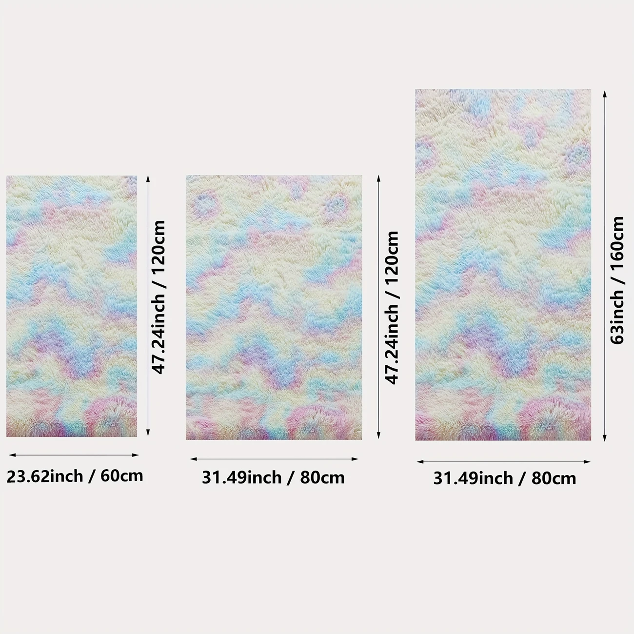 machine washable striped rainbow fluffy area rug high pile rectangle braided weave lightweight polyester indoor carpet for bedroom living room halloween christmas easter decor details 5