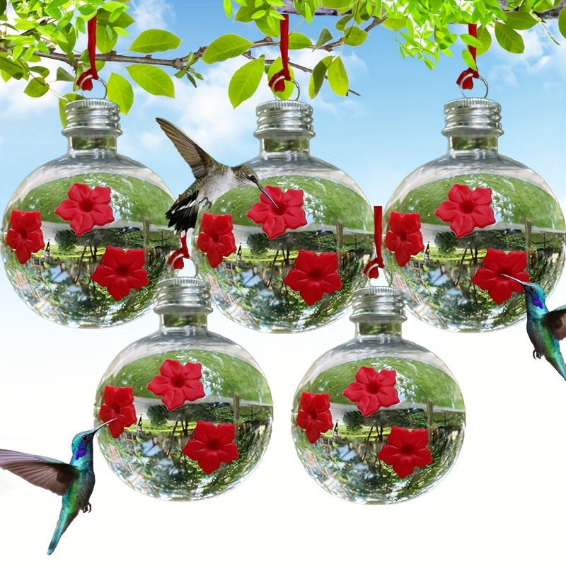 

Set Of 3/5 Plastic Hummingbird Feeders - Outdoor Holiday Decorations For Christmas, Garden Accent Hanging Flower Bird Feeders, No Power Required, Featherless Patio & Backyard Wildlife Supplies