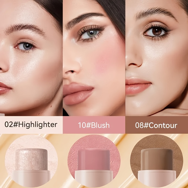 3-Piece Cream Contour Kit with Blush, Highlighter and Bronzer Sticks - Waterproof, non-greasy, long-lasting neutral shades for all Light Beige tones, making it an ideal Easter makeup gift