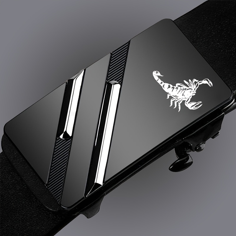 Men's Scorpion Pattern Black Automatic Buckle Belt Set