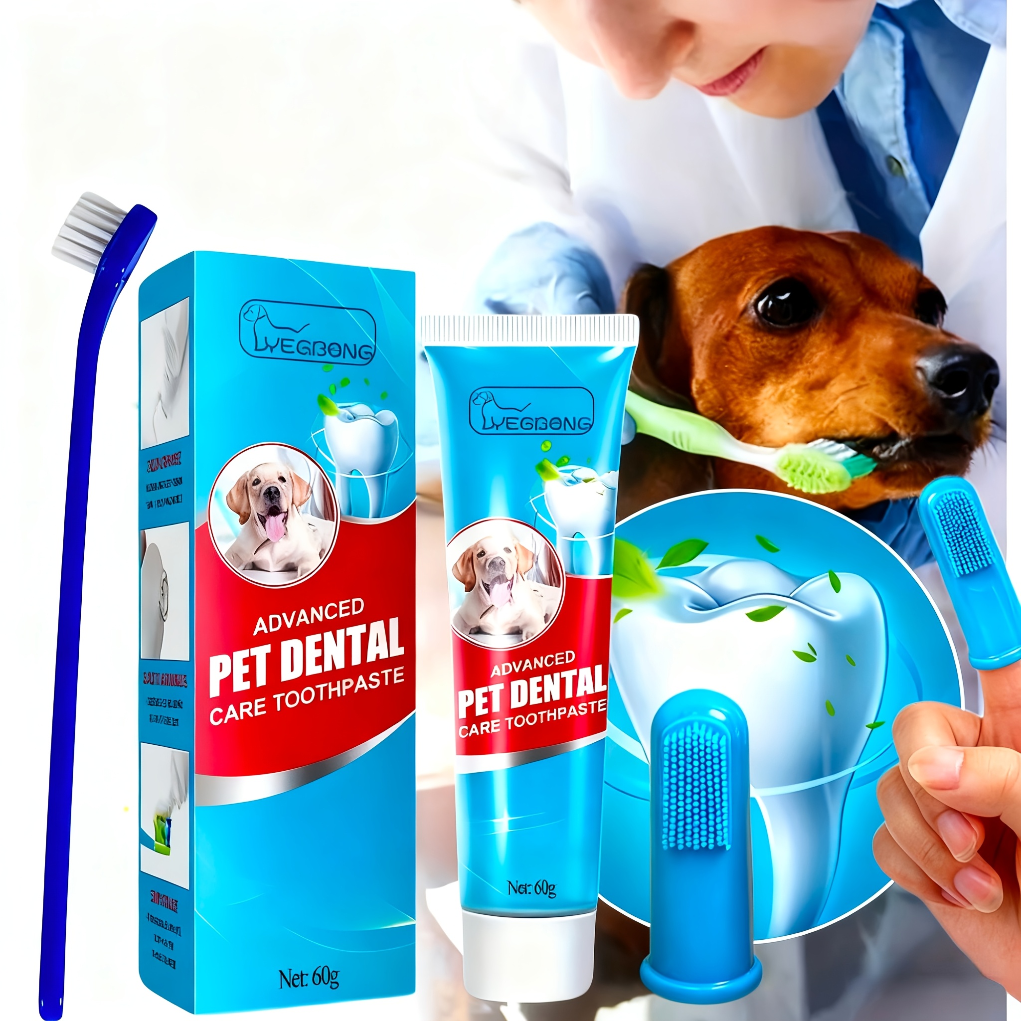 Pet Dental Care Set with Toothpaste And Toothbrush | Gentle Plant-Based Formula for Cleaning Teeth in Cats And Dogs | Professional Oral Care Kit with Toothbrush, Without Battery
