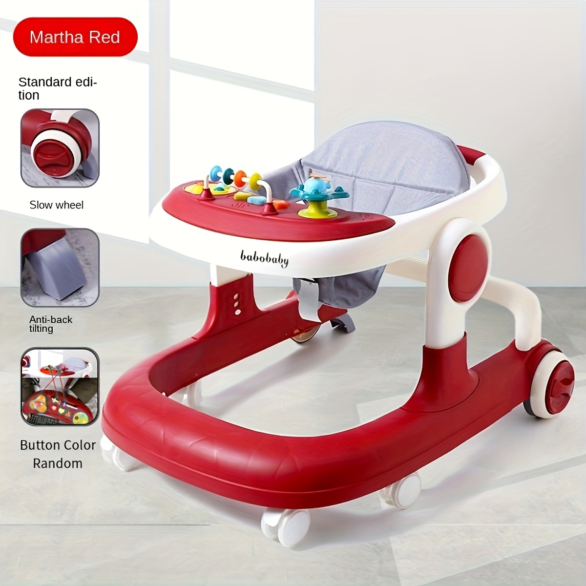 

Baby Walker Foldable Activity Walker, Push Walker With Removable Feed Tray And Music Tray (no Battery), 2 In 1 Walker, As Halloween, Chrismas Gift