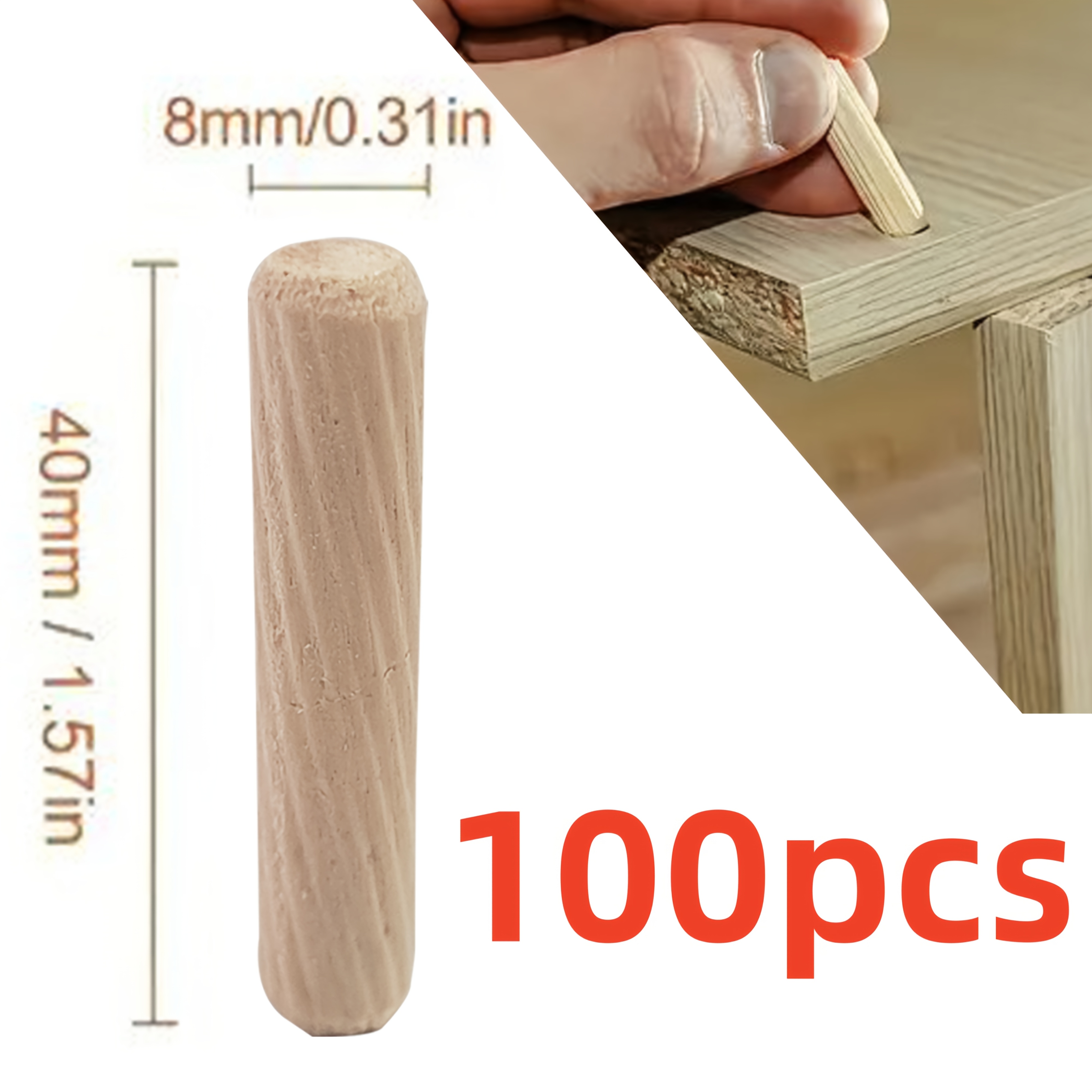 100 50 20pcs wood mortise tenon nails 6mm 8mm 10mm carpenter dowels with spiral shank flat pot diagonal eucalyptus plugs for wood   compatible with table saws   woodworking hole locator