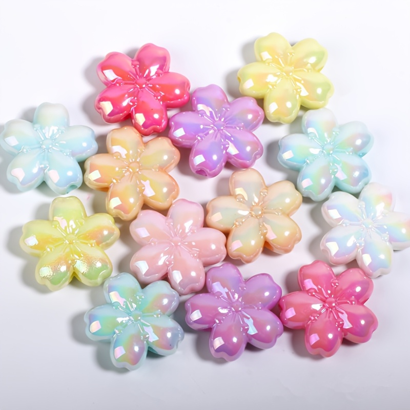 TEMU 10pcs 2m Ab-colored Acrylic Cherry Flower Beads, Shiny Cherry Spacer Beads For Jewelry Making Bracelets Necklaces