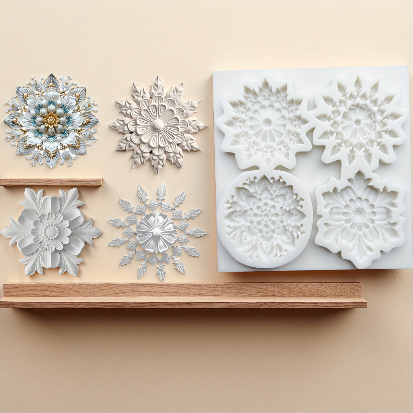 Image of French Embossed Baking Mould - Easy To Release For Chocolate Mousse, , Jelly Candies, Soap And Candle Creative Silicone Molds, Diy Glue Drop Molds, Biscuit Molds