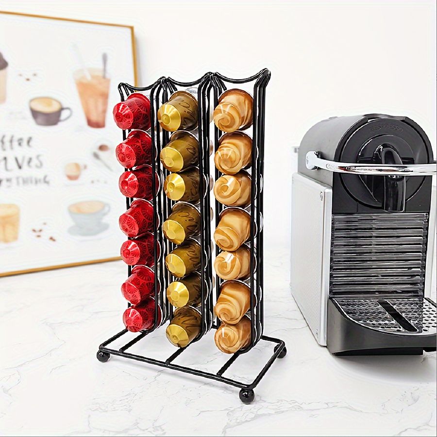 

1pc Black Coffee Capsule Storage Display Rack Countertop Capsule Storage Rack 42 Capsules Storage Basket Household Kitchen Supplies