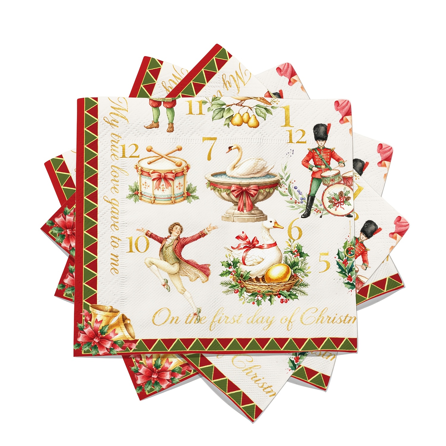 TEMU Merry Christmas 20-pack Of Christmas Napkins 2-.5*6.5 Inches Suitable For Christmas Party Holiday Decorations And Party Supplies