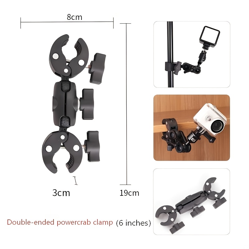 TEMU 【両端】バイク用ランプ、両端自撮り棒、スポーツカメラ用カニクランプ、アウトドアサイクリングカメラアクセサリー