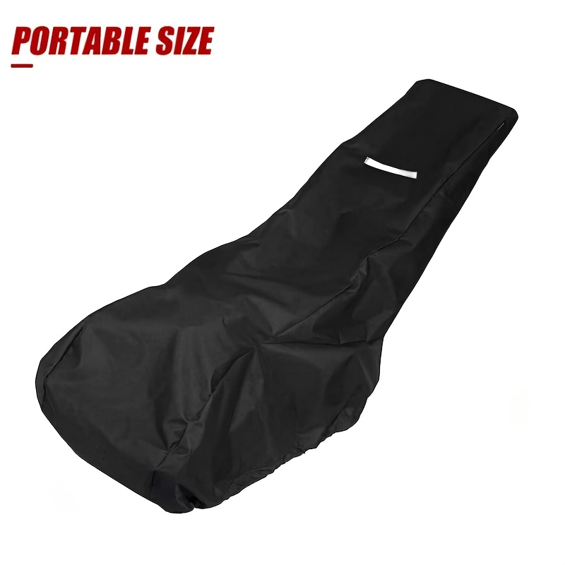 TEMU Durable Waterproof Lawn Mower Cover - Uv Resistant 210d Oxford Cloth With Secure Drawstring And Storage Pocket, Fit For Outdoor Use, Black,