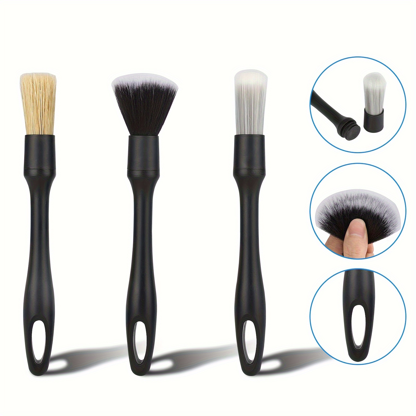 

3pcs Car Detailing Brush Set, Wheel Brush, Soft Bristle Interior Brush, Auto Detail Brushes Cleaning Kit For Exterior