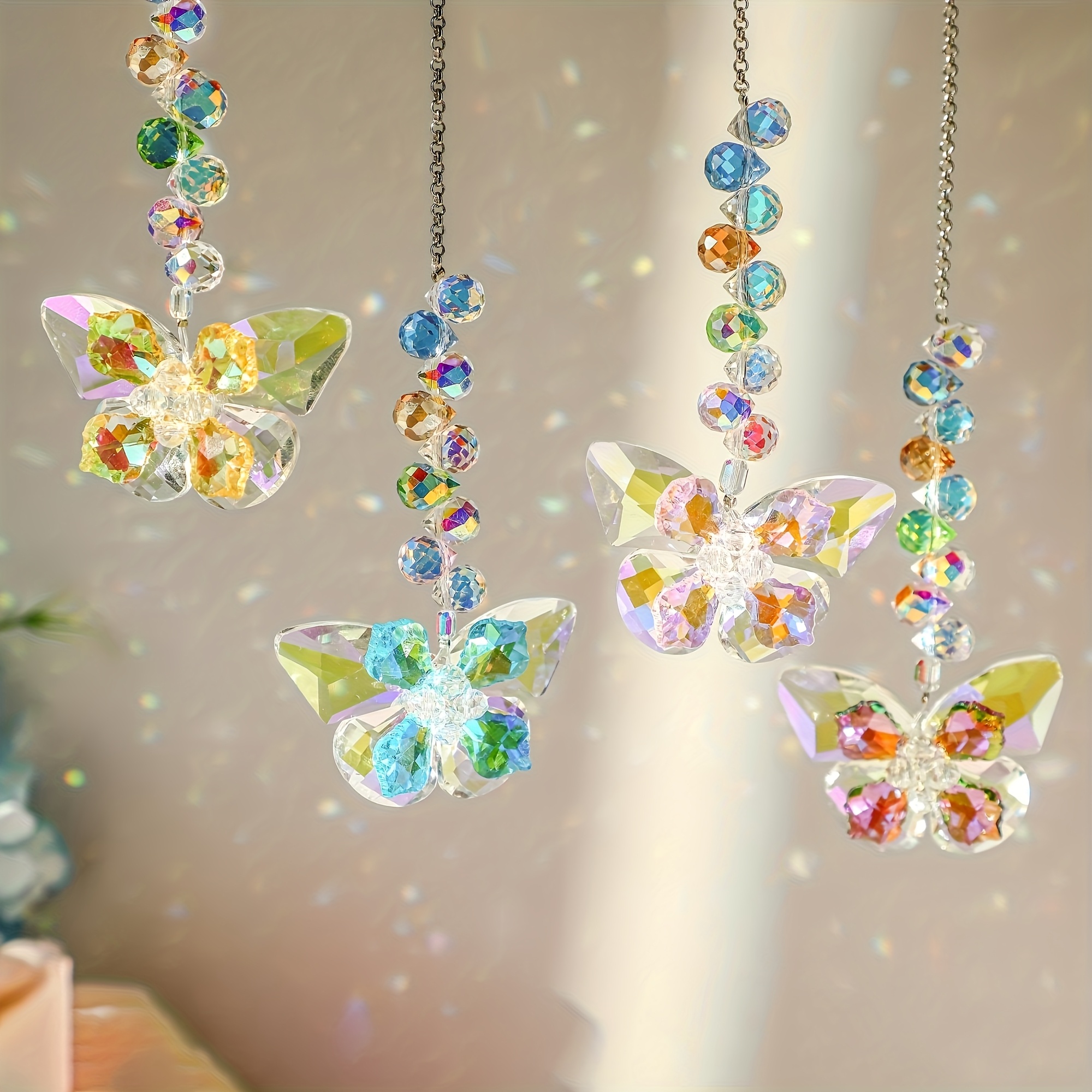 Image of 4 Crystal Window Decorations, Suitable For Indoor And Outdoor Balcony And Garden Decor, Suncatchers, Gift