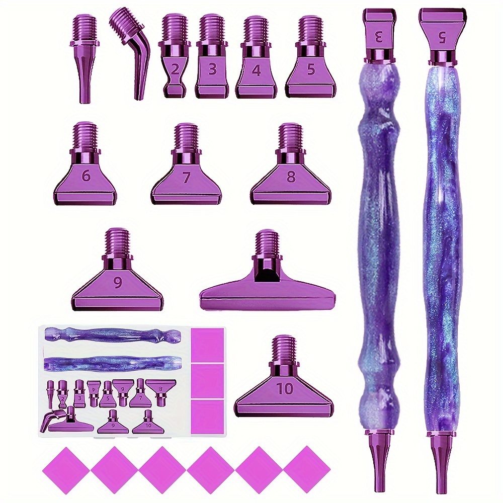 

1set New Resin Pen, Diamond Art Pen With Purple Multifunctional Metal Screw Thread Tips, 5d Tool Accessories For Nail Art Stitch Decoration