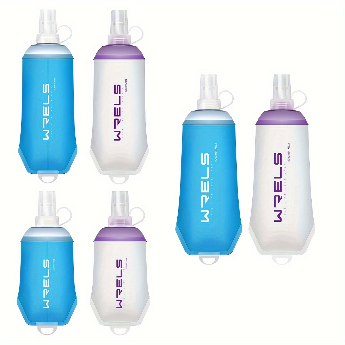 1pc, WRELS Hanging Ring Soft Water Bottle, Outdoor Sports Water Bottle, Stay Cool and Hydrated on the Trip, Soft Folding Sports Water Bottle with Lid and Hanging Loop, Suitable for Running, Hiking, Cycling, Fitness Sports, Travel Camping