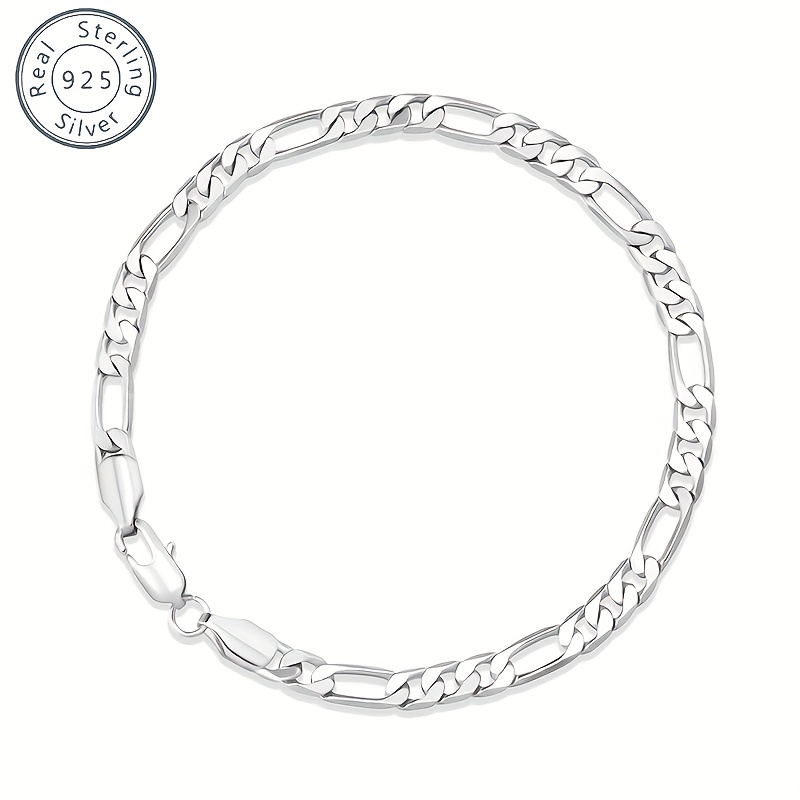 

1pc 925 Solid Silvery Men's And Women's Bracelet, , Chain, Heavy 5g, Suitable For Valentine's Day Wear, Gift Box