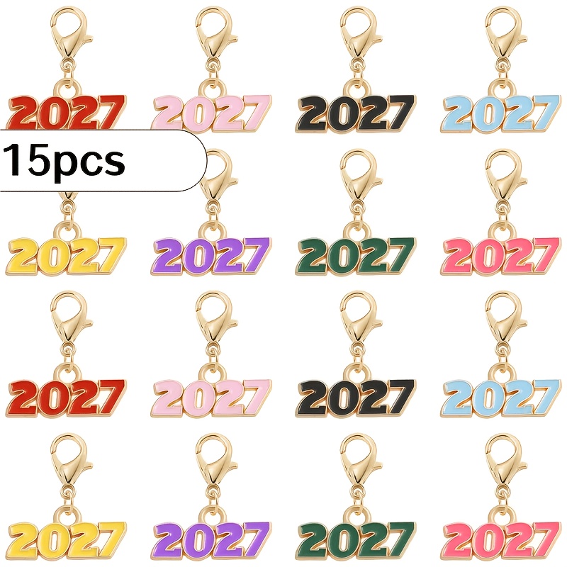 TEMU Set casuale di 15 pezzi in di colorata 2027 con chiusure a moschettone per creazione , accessori per portachiavi