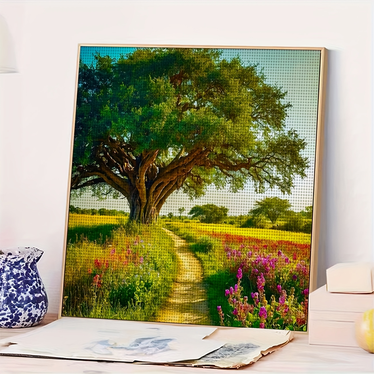 Cross-Stitch Kit, Under The Tree, Path Through The Flowers