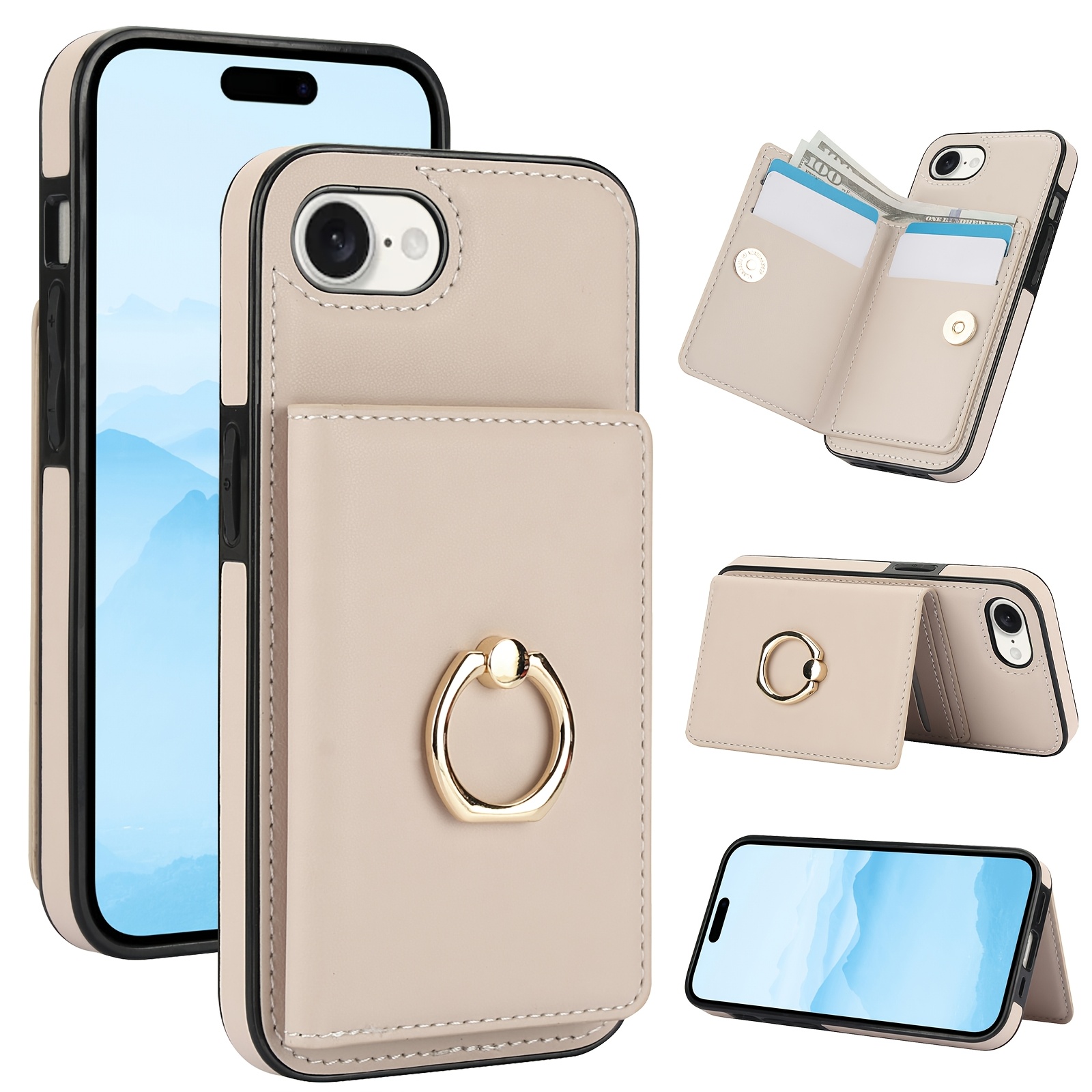 360° Rotation Ring Kickstand Wallet Case with Magnetic Clasp, Durable Shockproof Cover for iPhone 15 14 13 12 11 Pro Max SE 2022 with Card Holder - Image 13