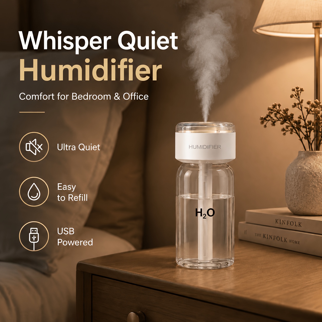 Image of Powered Humidifier And Essential Oil Diffuser - 7 Color , , Continuous/ Mist, 12h Operation, Ideal For Bedroom And Home Decor, Modern Aesthetic | - Christmas Gifts