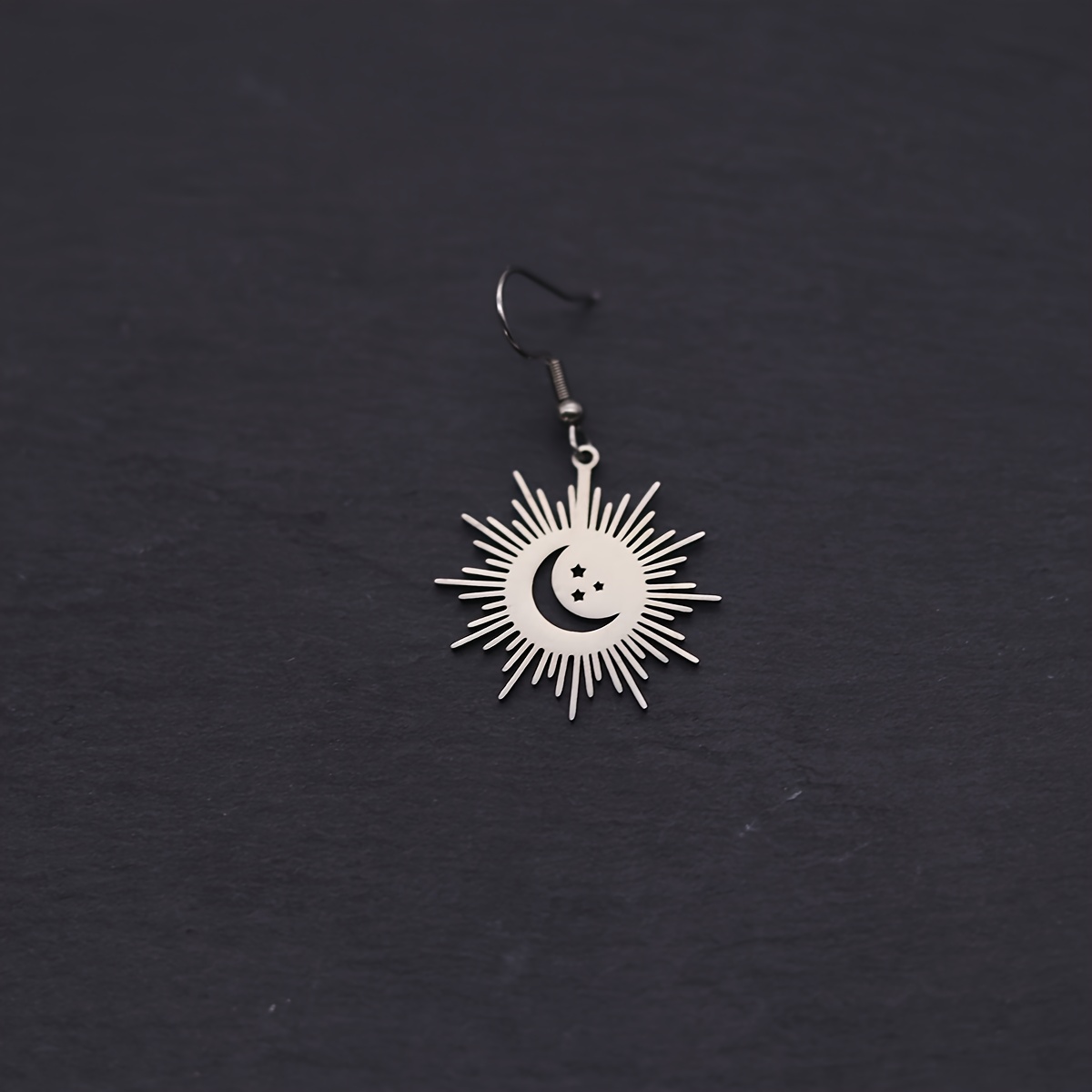 Stainless Steel Geometric Sun Vintage Pendant Earrings