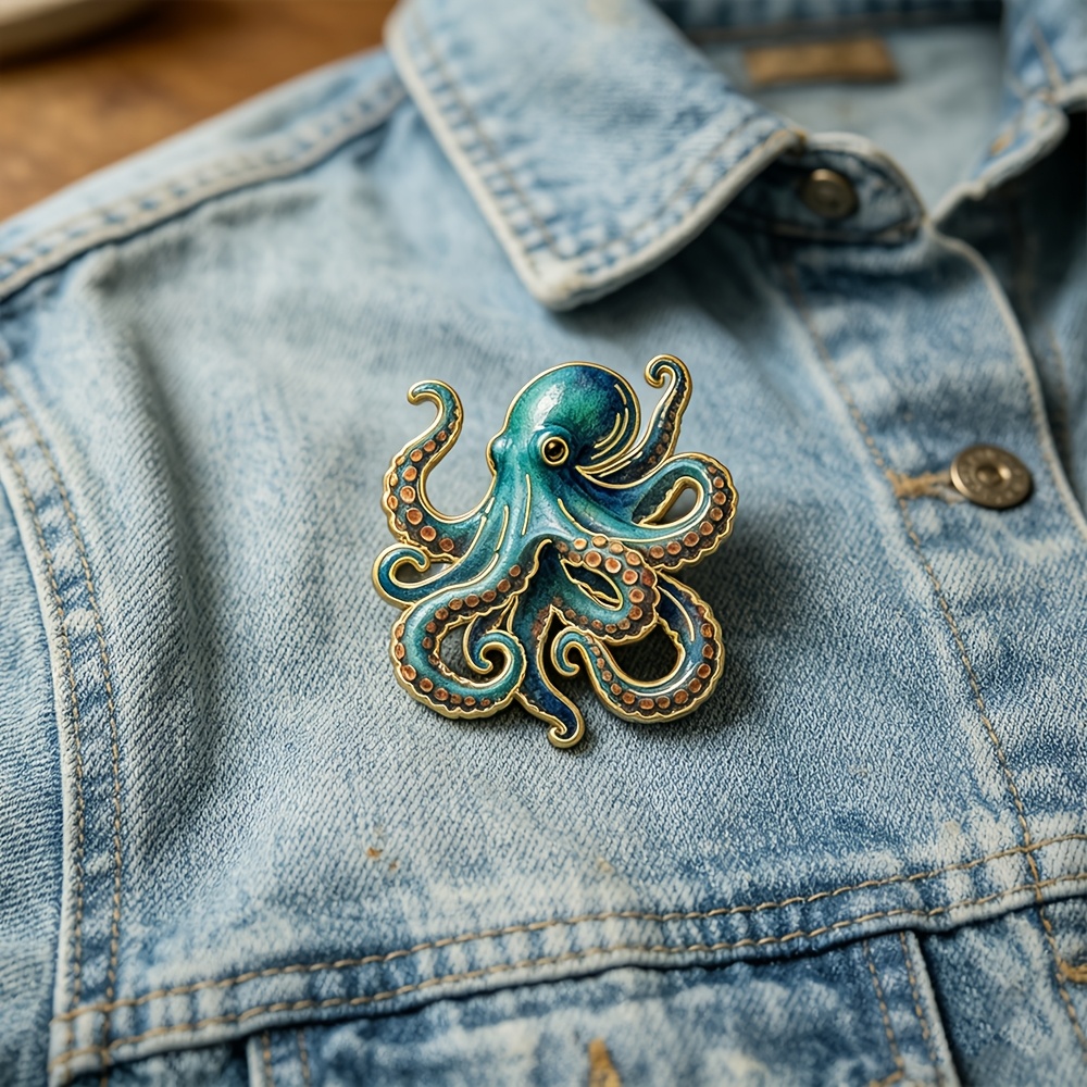 2d Flat Not 3d Octopus Enamel Brooch Pin Fashion Decorative Brooches Ornaments Lapel Bag Badges Jewelry Gifts