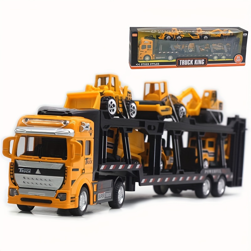 Kamyon Kralı Döküm Oyuncak Seti: 32CM Alaşımlı Semi-Tır 6 Mini İnşaat Aracı ile, 3+ Yaş İçin Uygun - Oyun ve Sergileme İçin Mükemmel!