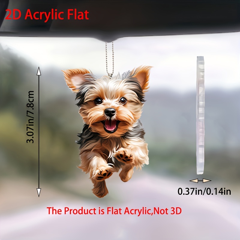 

Yorkshire Terrier Acrylic Pendant - 2d Happy Charm For Car Rearview Mirror & Keychain, Home & Festival Decor