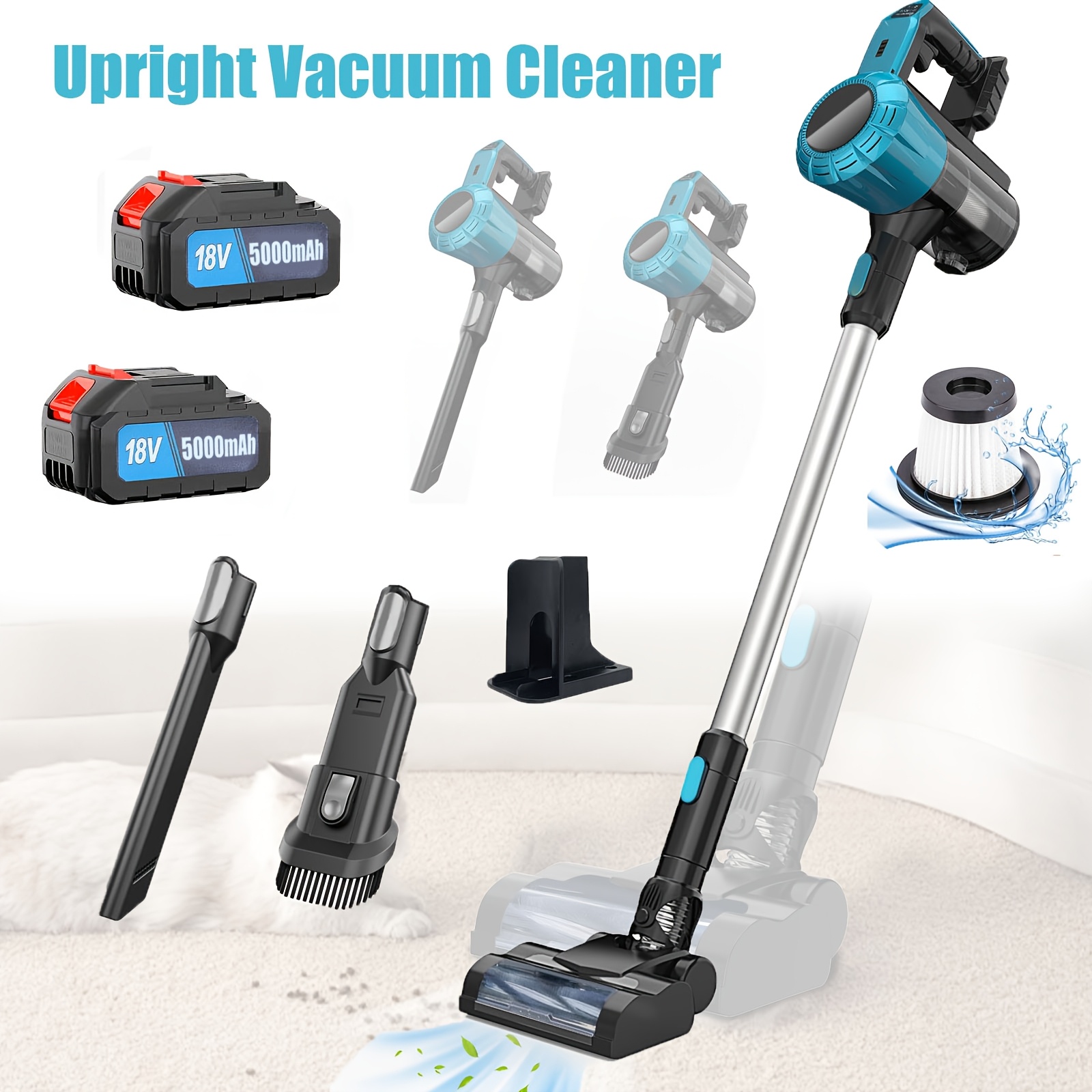 Image of 3-in-1 Upright Handheld Stick Vacuum 200w, 10kpa Stick Vacuum Cleaner With 2pcs Batteries And Charger, 1.5l Dust Container, Handheld Vacuum Great For Pet Hair Carpets And Hard Floors
