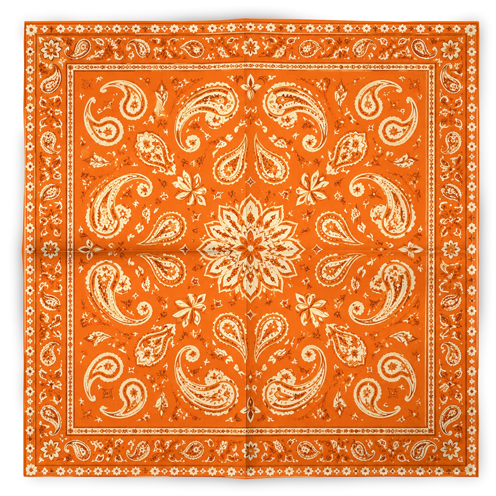 TEMU Orange Paisley Vintage Fashion Scarf Neck Gaiter, Hip-hop Pop Headscarf, Sports Bandana, Face Scarf, Classic Paisley Pattern Headwear Accessory