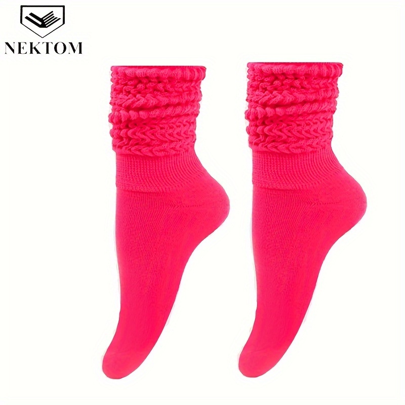 

2/6 Pairs Solid Slouch Socks, Trendy & Comfort Mid Tube Socks, Women's Stockings & Hosiery