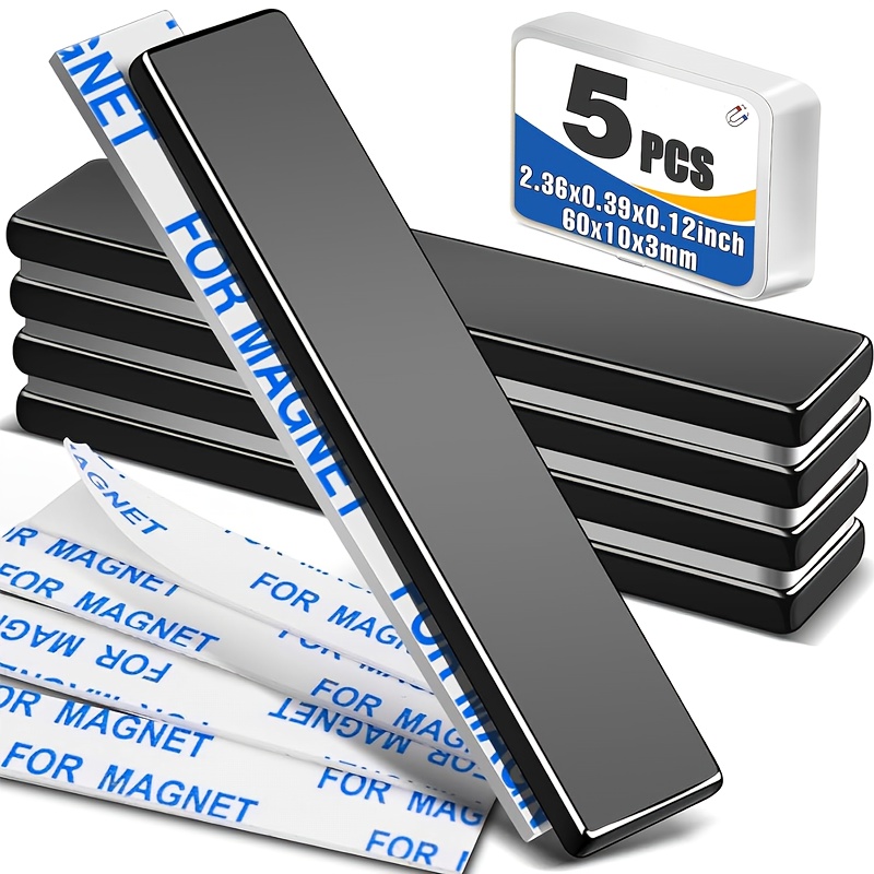 TEMU Aimants Noirs, Lot de 5 Bandes Magnétiques Noires, Durables avec Adhésif, Bandes Magnétiques pour Réfrigérateurs, Bureaux, Cuisines, Boîtes à