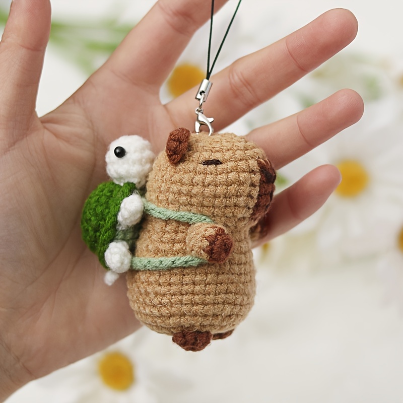 

Amigurumi Capybara And Turtle Knitting Diy Craft Kit - Handmade Crochet Animal Creation Set For All Seasons, Multicolor Nylon Material