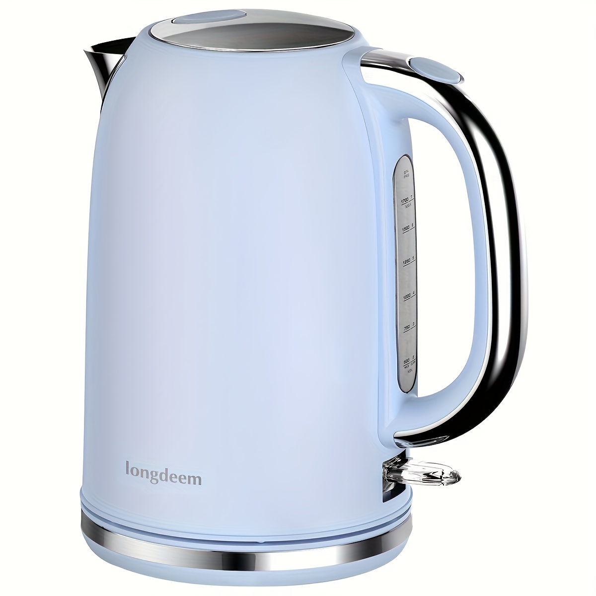 TEMU Electric Kettle Quiet Stainless Steel Interior, Wide-open Lid 1.7l 1500w Electric Tea Kettle, Easy To Clean, Bpa Free Kettle & Hot Water Kettle,