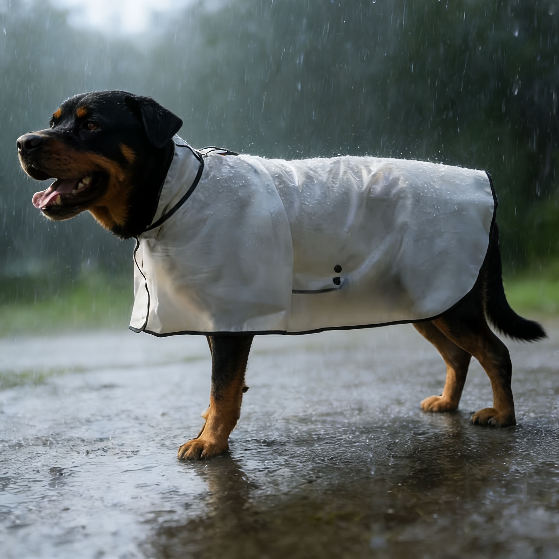 TEMU 大型犬・中型犬用 透明レインコート - 半透明レインカバー、犬用アウトドアレインギア、調節可能なスナップボタン・リリースバックル付き、簡単に着せられる、オール対応 - ゴールデンレトリバー、ラブラドール、など、犬用レインコート
