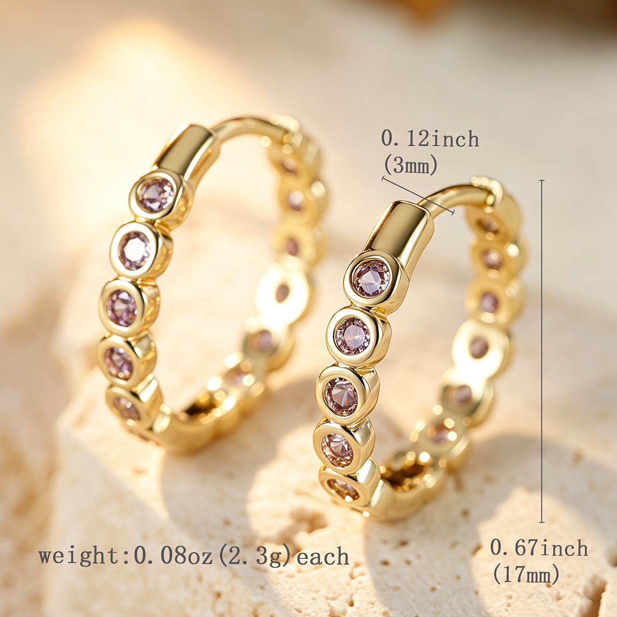 Women's Copper Teardrop Earrings with Synthetic Zirconia