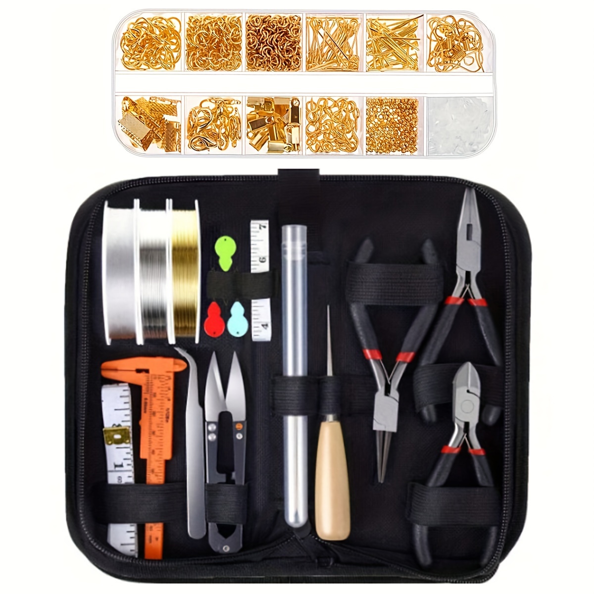 

Complete Jewelry Making Kit - Diy Beading & Crafting Tools With Pliers, Earring Hooks, Necklace Findings - Ideal For Beginners And Adults