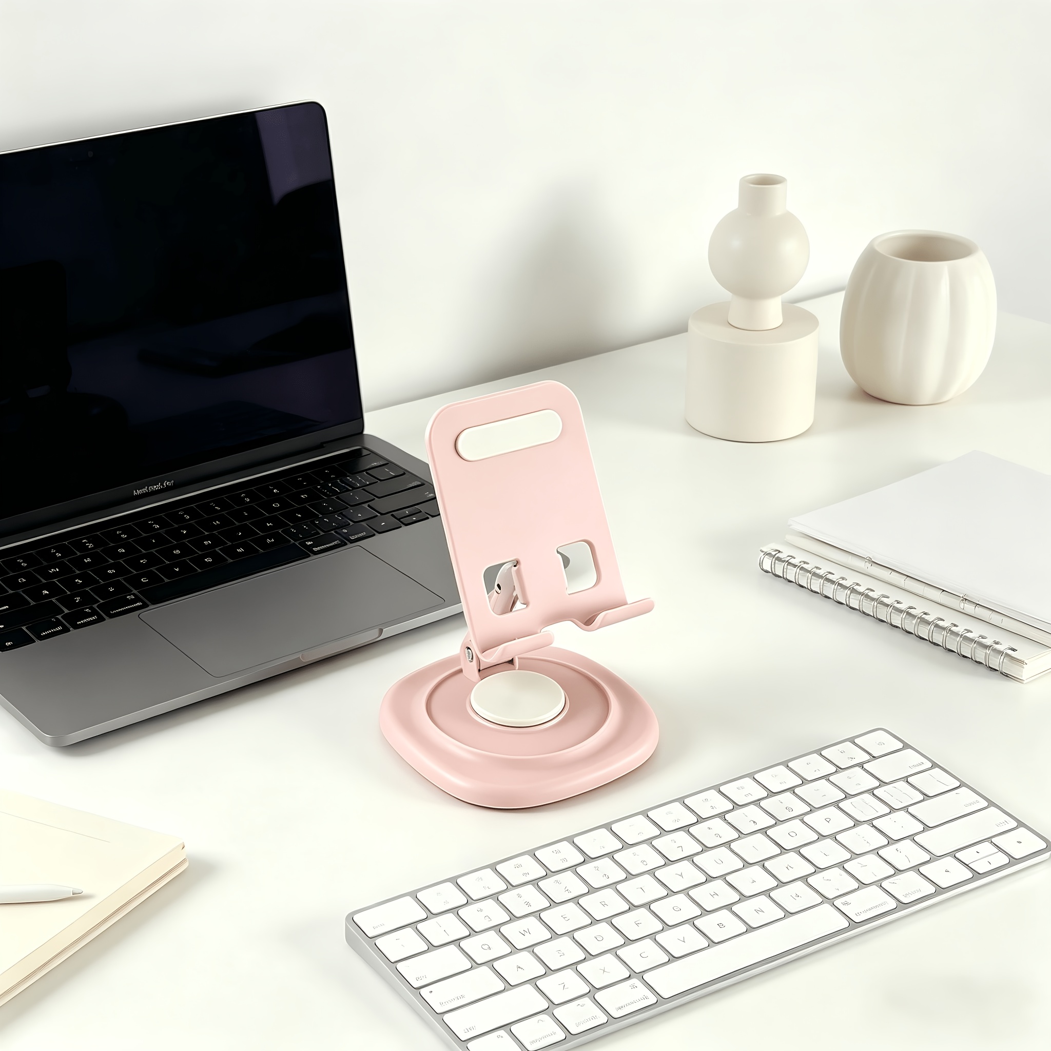 TEMU 360° Rotating Mobile Phone Tablet Stand, Stable And Non-slip, Angle Adjusted, Portable Folding Design, Metal Material - Easy And Practical,