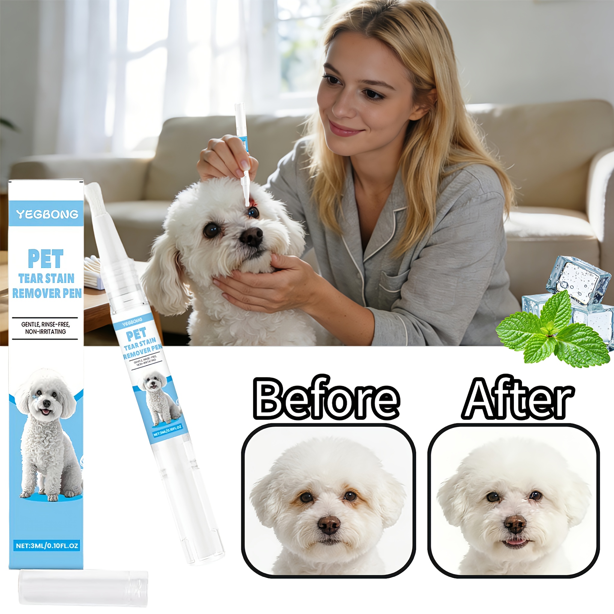 Image of Tear Stain Cleaning Pen For Long & Short Hair – Gentle Plant-based Formula To Remove Tear Stains & Eye Dirt – Pet Eye Cleaning For Daily Hygiene