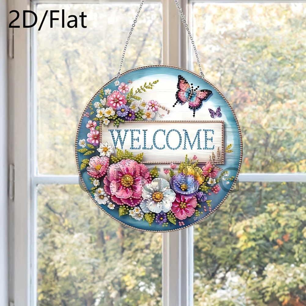Image of A 1pc, 2d/flat Welcome - Painting Hanging Kit, Featuring Vibrant Colors And High-quality Acrylic Wall Decor, Suitable For Home, Office, Coffee Shop, Kitchen, And Bedroom Decoration | Handmade