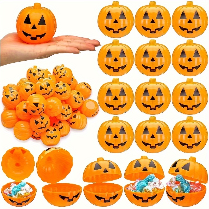 

Spooky Halloween Fun: 12 Plastic Pumpkin Treat Boxes, Mini Pumps, And Spooky Toys - No Fillers Included