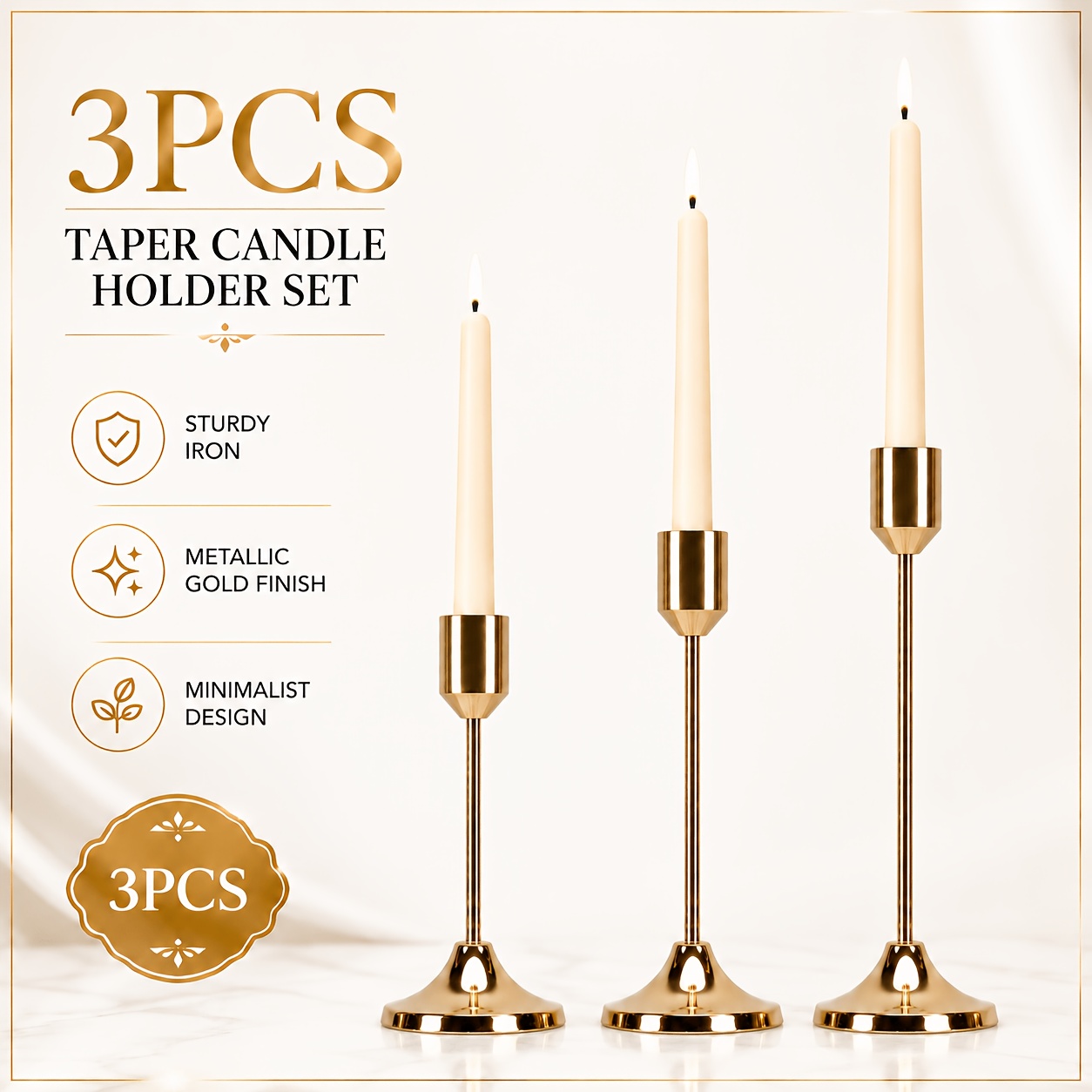 TEMU 3pcs Metal Candlestick: Perfect For Candlelight Dinners, Christmas, Halloween, Wedding Anniversaries, Wedding Decorations, Home And Hotel