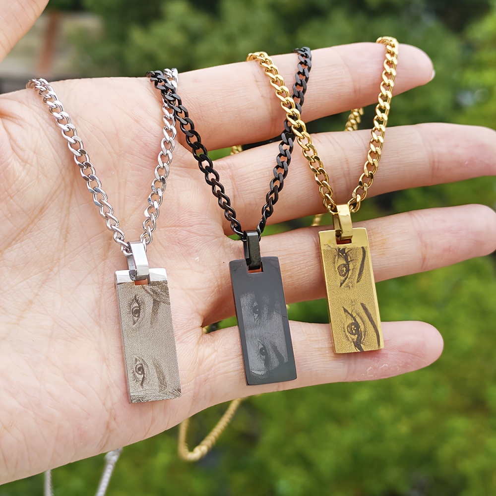 A Personalized Eye Photo Couple Necklace Customized Pendant with Carved Eye  Picture 304 Stainless Steel Gift for Boyfriend, Keepsake Jewelry, Sentimen