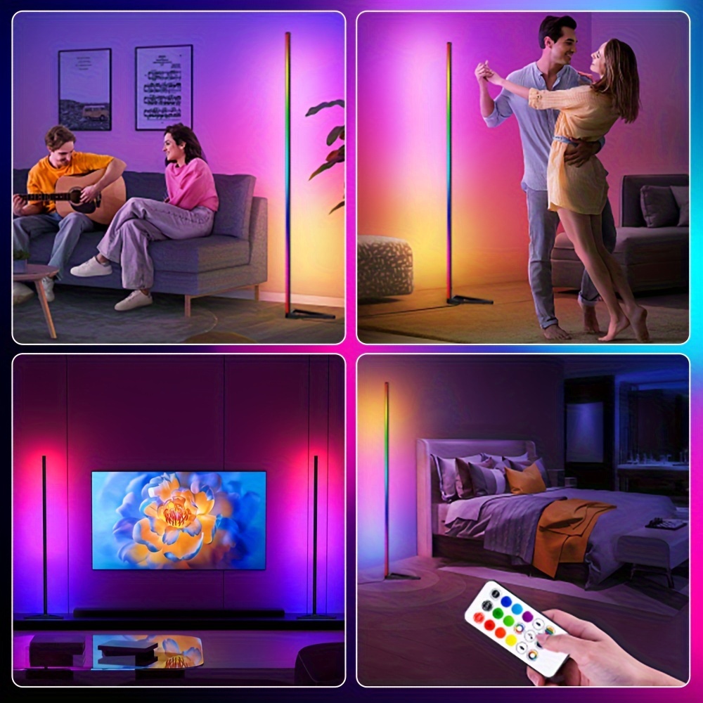 1pc rgb ic floor lamp led corner lamp with smart app remote control music sync dimmable timer rgb dream color changing modern standing ambience light for christmas bedroom living gaming room details 6