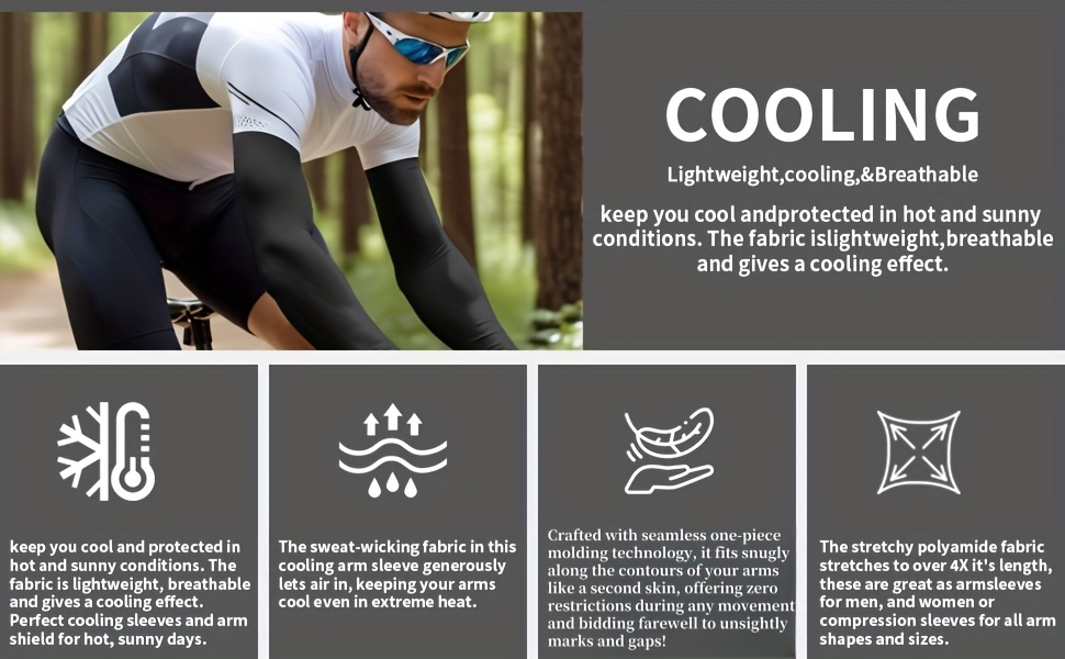 3/6 pairs Cooling Sleeves Arm Sleeves Men Women Sports Compression Sleeves for Driving, Golfing, Fishing, Cycling, Hiking, Doing Sports