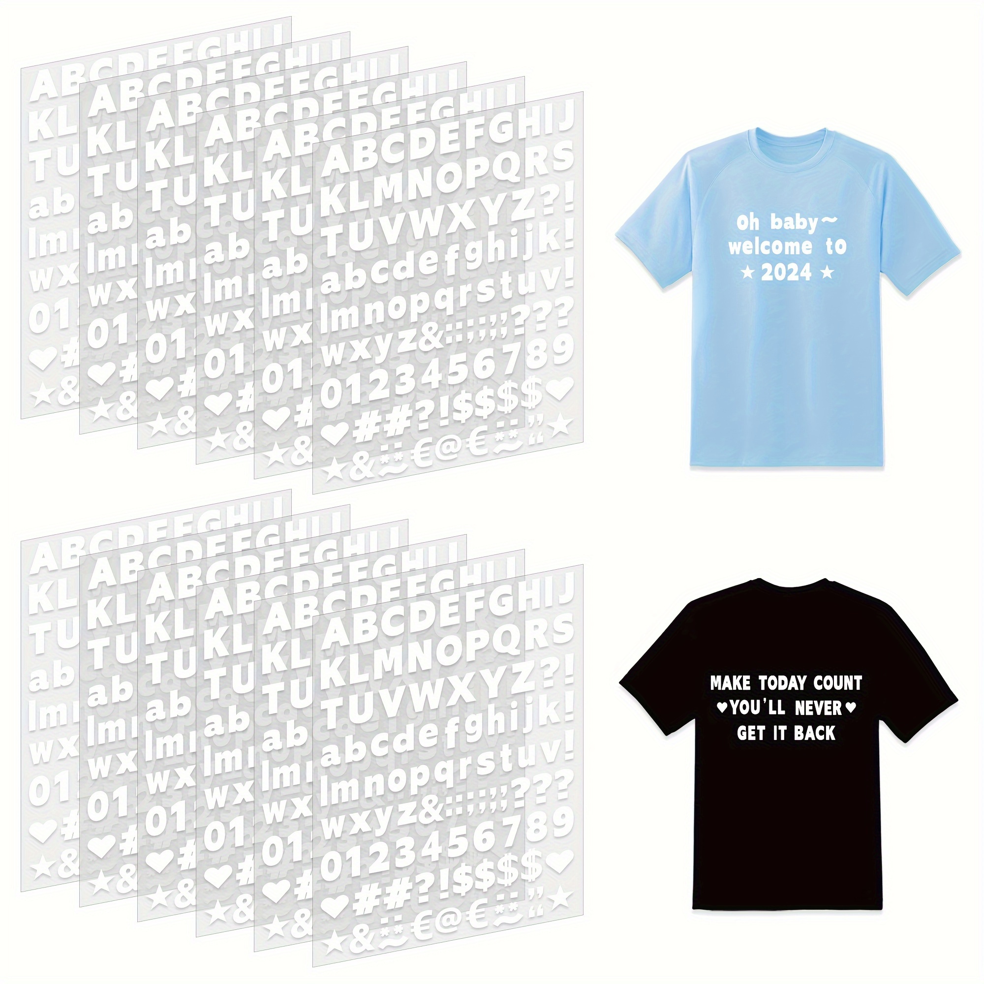 Image of 12 Sheets Clothes Iron-on Letters Number, Heat Transfer Printed Letter Stickers, Handicraft Decorations, Used For T-shirts, Clothing Printing ()