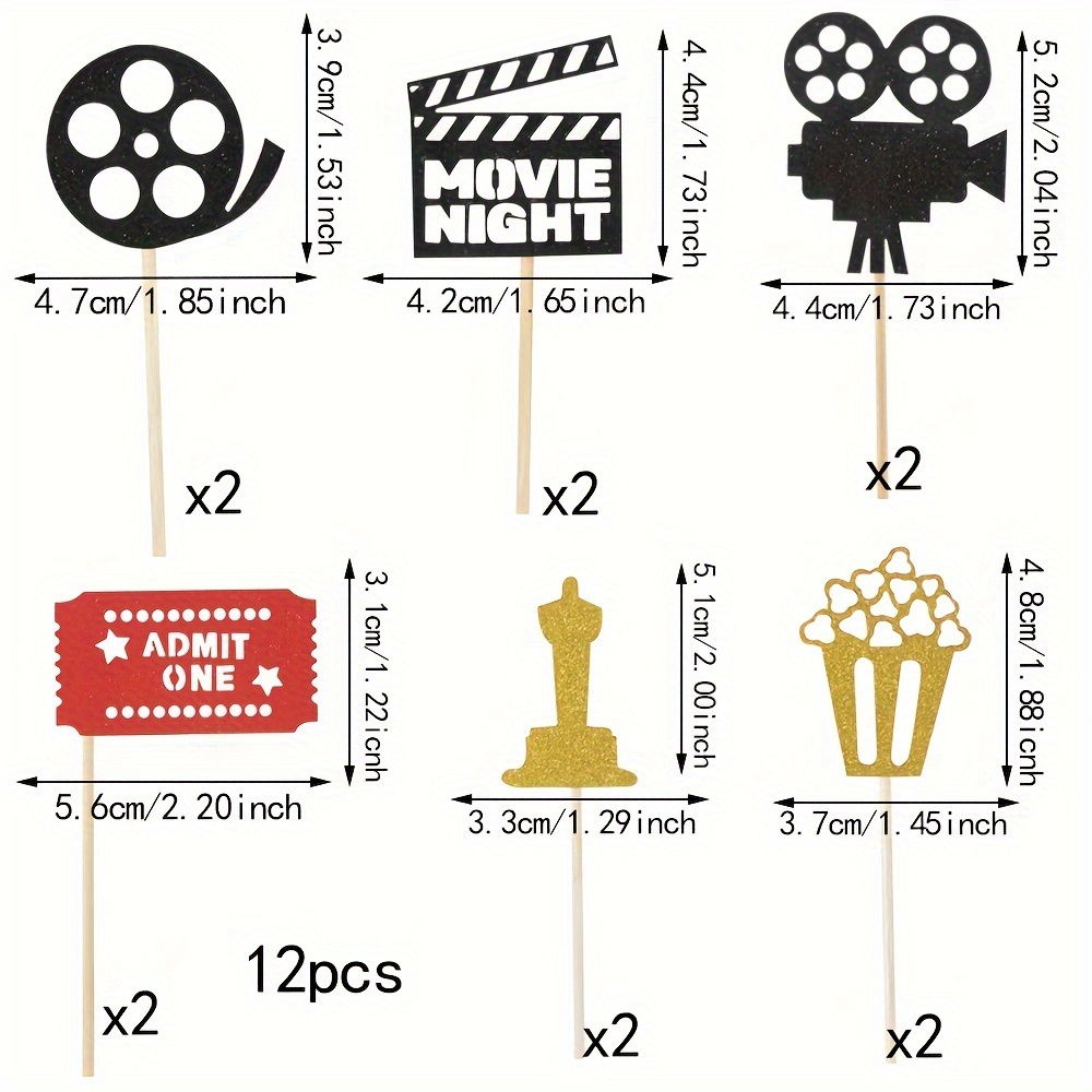 12pcs Movie Ticket Decorations, Perfect For Baking And Decorating For Halloween,christmas Event & Party Supplies For Christmas,newyear,valentine,party Events