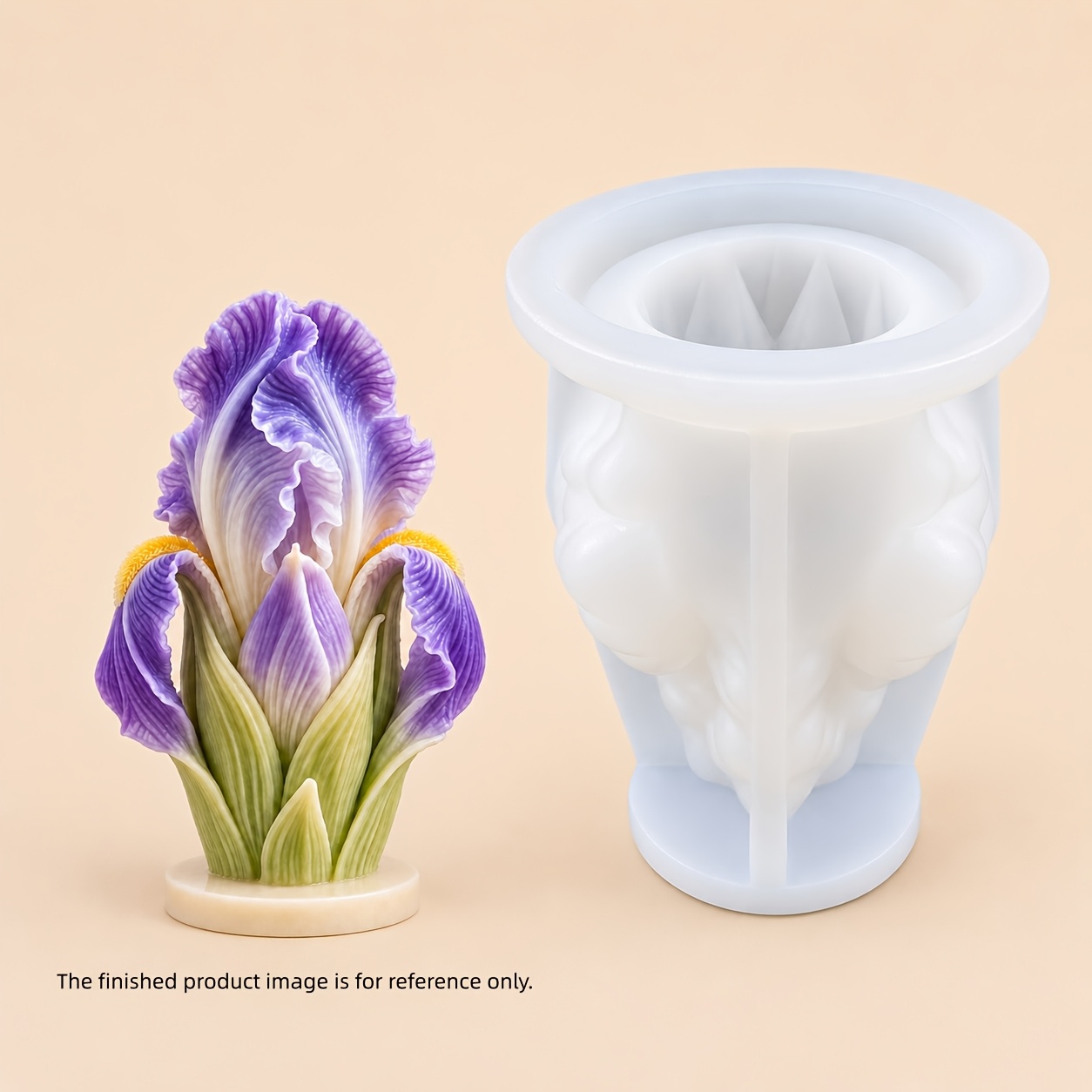 TEMU Reusable Multi-use 3d Iris Flower Silicone Mold Suitable For Candle Making, Resin Casting, Soap, Clay & Plaster - Realistic Iris Flower With